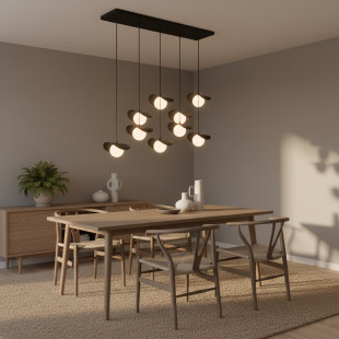 Lampa wisząca Emibig Ritual: 9 szklanych kul, czarno-biała, 100cm