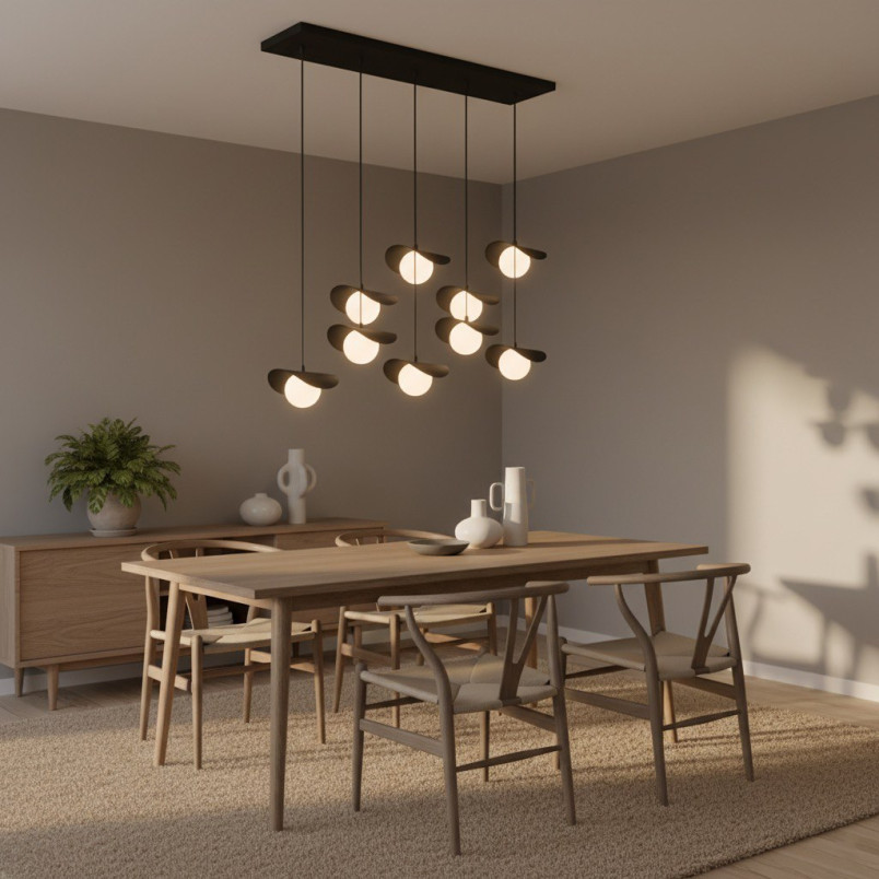 Lampa wisząca Emibig Ritual: 9 szklanych kul, czarno-biała, 100cm