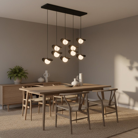 Lampa wisząca Emibig Ritual: 9 szklanych kul, czarno-biała, 100cm