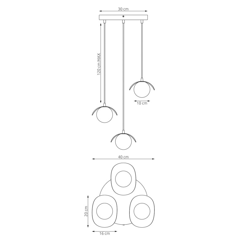 Lampa wisząca Emibig Ritual: 3 kule, nowoczesny design