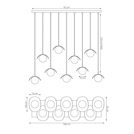 Lampa wisząca Emibig Ritual - 9 kul, nowoczesny design