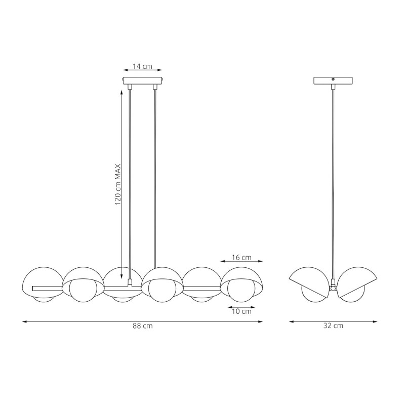 Lampa wisząca Boom Emibig - 6 punktów, szkło, modern | Sklep mebli
