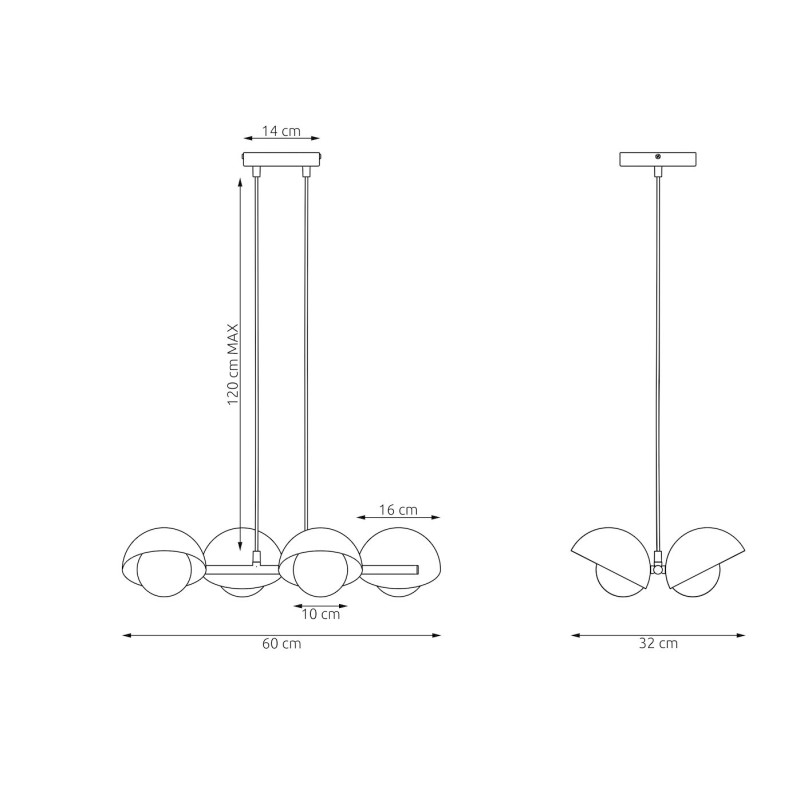 Lampa wisząca Boom Emibig | 4 punkty, szkło, nowoczesny design