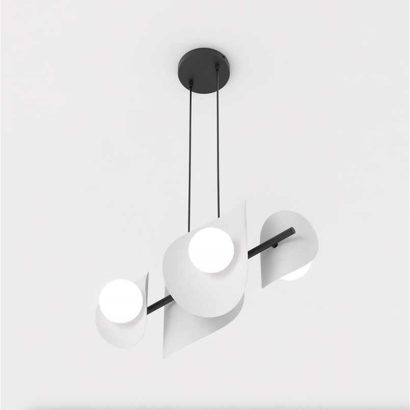 Lampa wisząca modern Emibig | 4 punkty, 54cm | Szary i biały