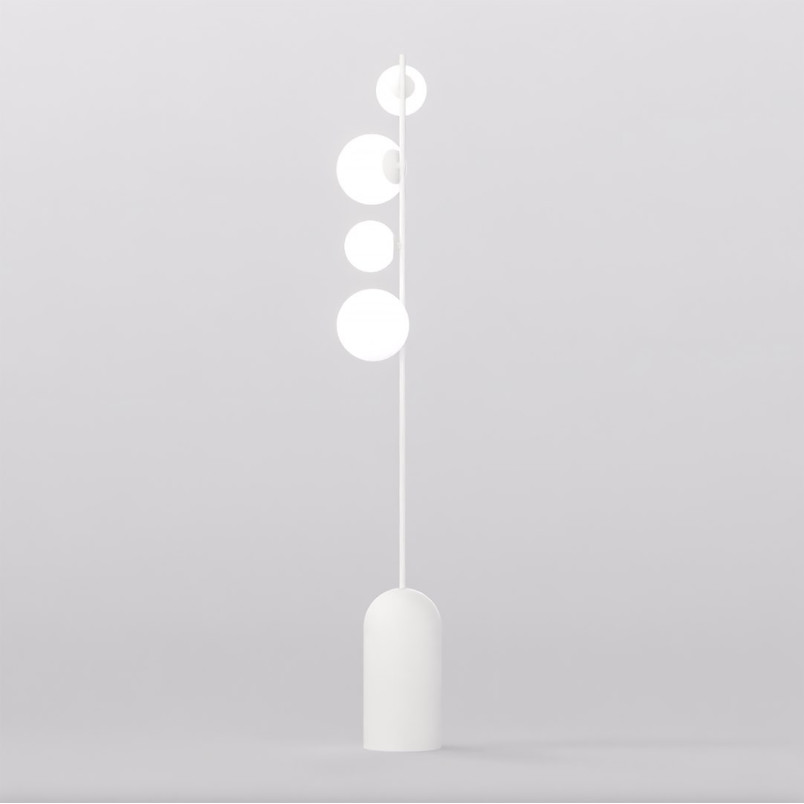Lampa podłogowa Emibig - Szklane kule, biały kolor, 140cm