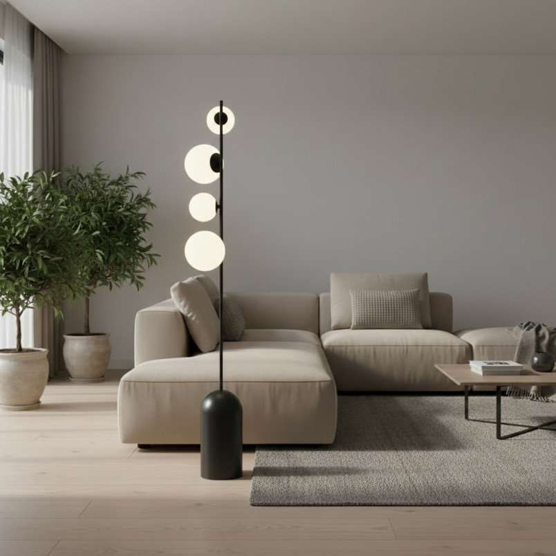 Lampa podłogowa Emibig - Szklane kule, 140cm | Sklep z meblami