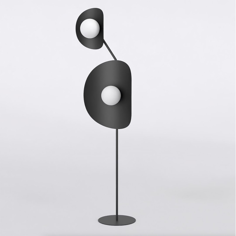Lampa podłogowa Delulu | Modern, czarna, szklane kule | Emibig