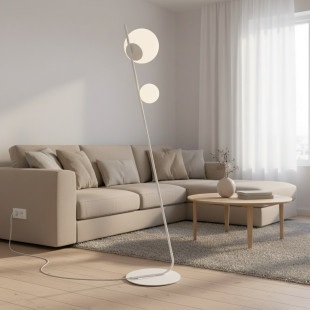 Lampa podłogowa Tatu Emibig | Szkło, Biały, 150cm