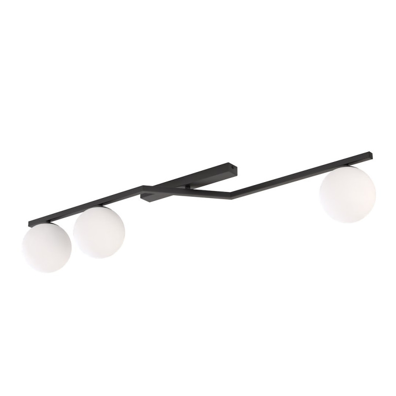 Plafon szklany Emibig Naton - 3 kule, 100cm, czarny/biały