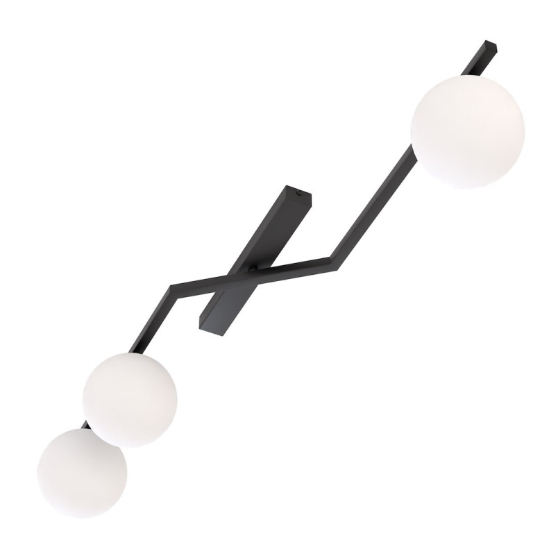Plafon szklany Emibig Naton - 3 kule, 100cm, czarny/biały