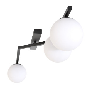Plafon szklany Emibig Naton - 3 kule, 100cm, czarny/biały