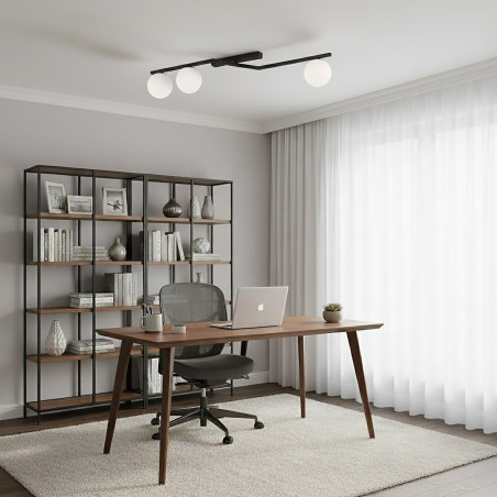 Plafon szklany Emibig Naton - 3 kule, 100cm, czarny/biały
