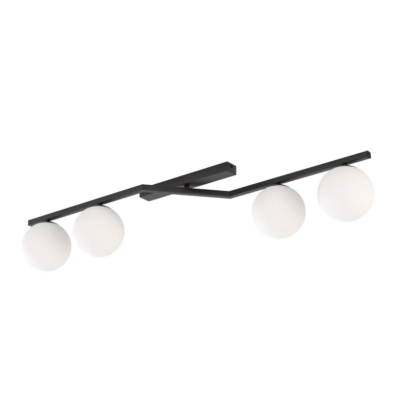 Plafon szklany Emibig Naton | 4 kule, 100cm, czarny/biały
