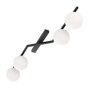 Plafon szklany Emibig Naton | 4 kule, 100cm, czarny/biały