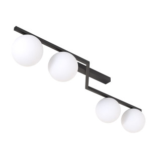 Plafon szklany Emibig Naton | 4 kule, 100cm, czarny/biały