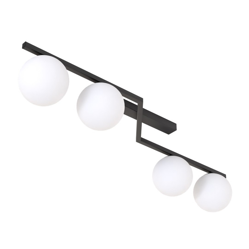 Plafon szklany Emibig Naton | 4 kule, 100cm, czarny/biały