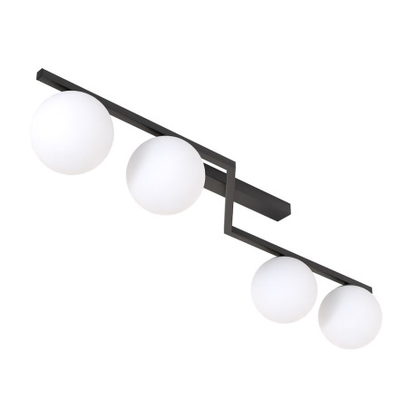 Plafon szklany Emibig Naton | 4 kule, 100cm, czarny/biały