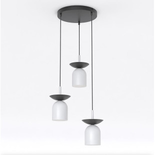 Lampa wisząca retro Ego | Emibig - 3 punkty, szary/czarny