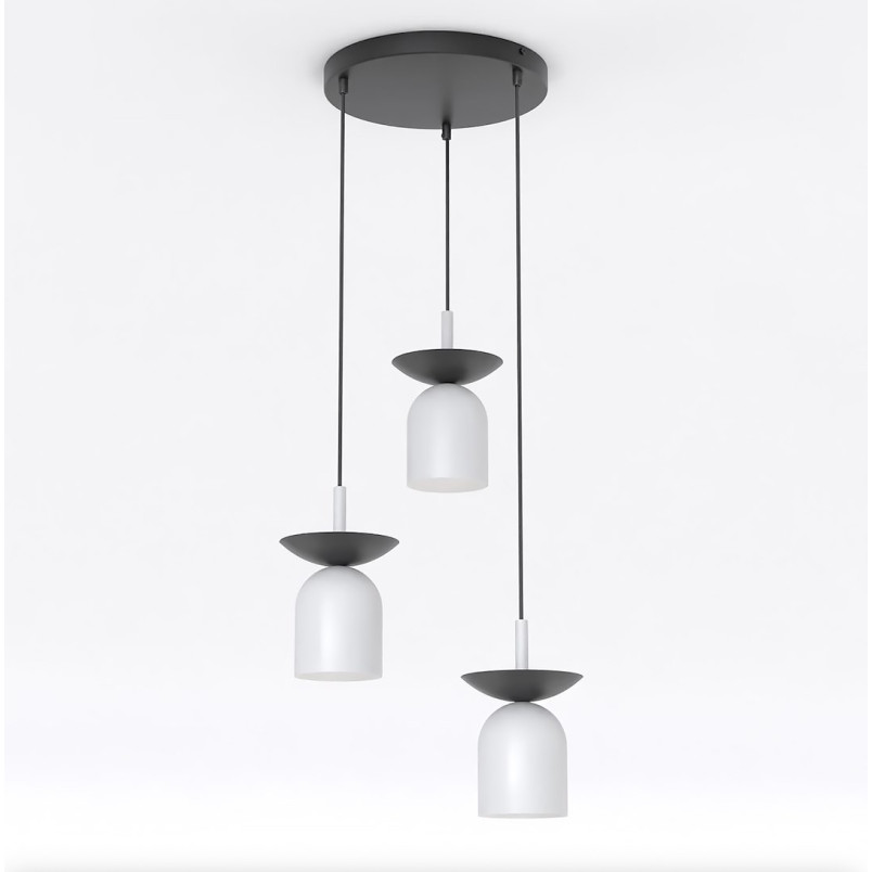 Lampa wisząca retro Ego | Emibig - 3 punkty, szary/czarny