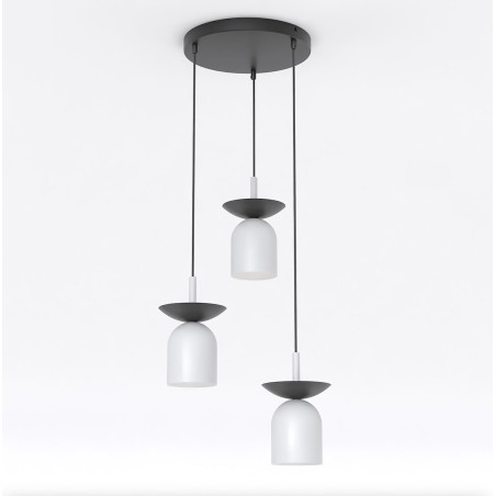 Lampa wisząca retro Ego | Emibig - 3 punkty, szary/czarny