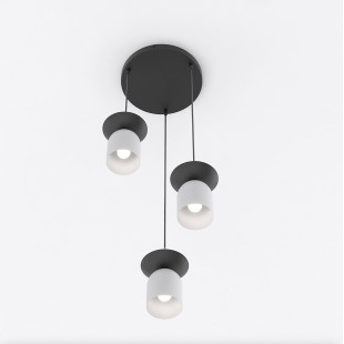 Lampa wisząca retro Ego | Emibig - 3 punkty, szary/czarny