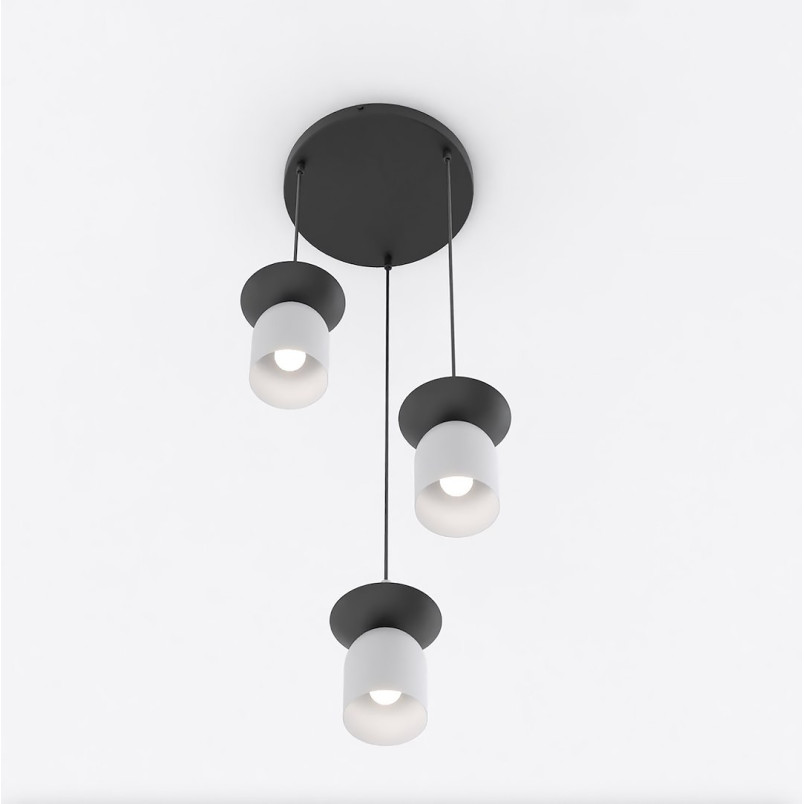 Lampa wisząca retro Ego | Emibig - 3 punkty, szary/czarny