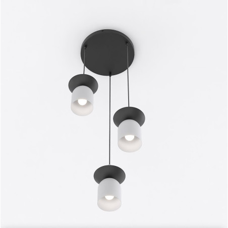 Lampa wisząca retro Ego | Emibig - 3 punkty, szary/czarny