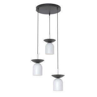 Lampa wisząca retro Ego | Emibig - 3 punkty, szary/czarny