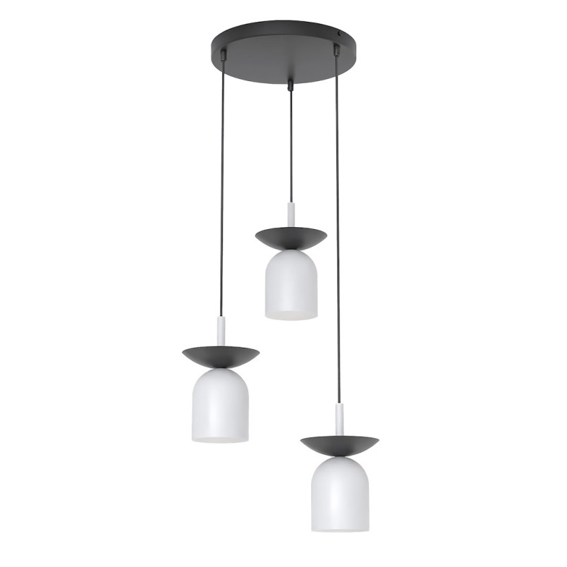 Lampa wisząca retro Ego | Emibig - 3 punkty, szary/czarny