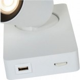 Kinkiet LED Biały z USB i Włącznikiem | Lucide Nigel