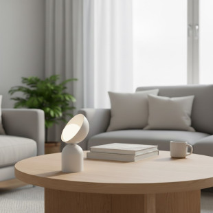 Lampa stołowa Emibig Boto | Design, szkło, biało-beżowa