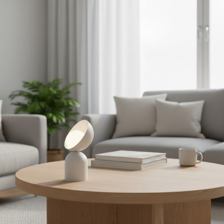 Lampa stołowa Emibig Boto | Design, szkło, biało-beżowa