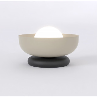 Lampa stołowa Emibig Ozzy: Szklana kula, 20cm, Opal/Mokka