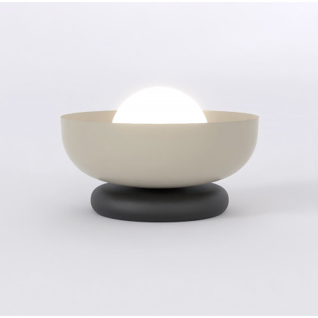 Lampa stołowa Emibig Ozzy: Szklana kula, 20cm, Opal/Mokka