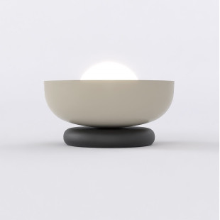 Lampa stołowa Emibig Ozzy: Szklana kula, 20cm, Opal/Mokka