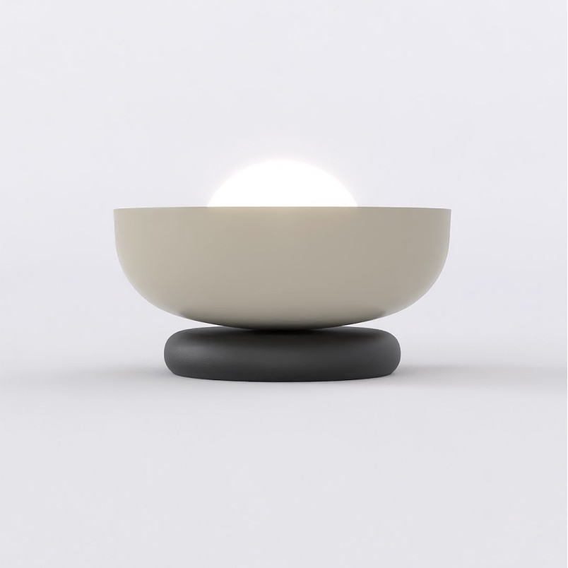 Lampa stołowa Emibig Ozzy: Szklana kula, 20cm, Opal/Mokka