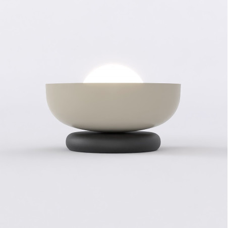 Lampa stołowa Emibig Ozzy: Szklana kula, 20cm, Opal/Mokka