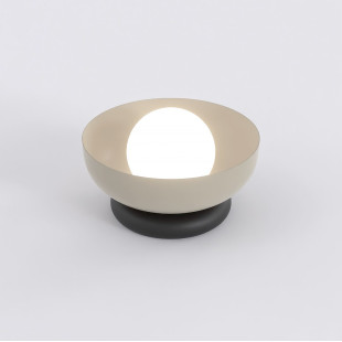 Lampa stołowa Emibig Ozzy: Szklana kula, 20cm, Opal/Mokka