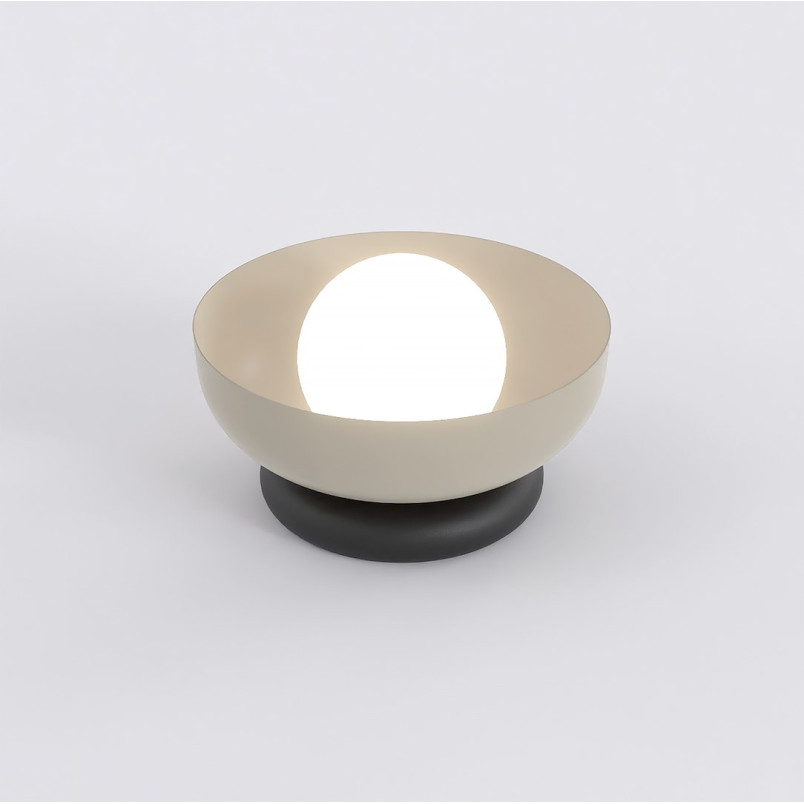 Lampa stołowa Emibig Ozzy: Szklana kula, 20cm, Opal/Mokka