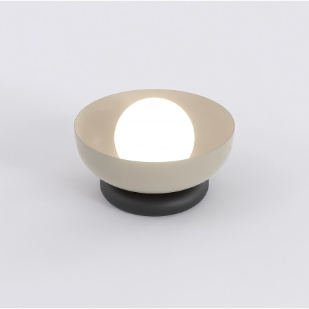 Lampa stołowa Emibig Ozzy: Szklana kula, 20cm, Opal/Mokka