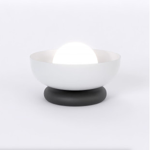 Lampa stołowa Emibig Ozzy: Szklana kula, 20cm, szary i biały