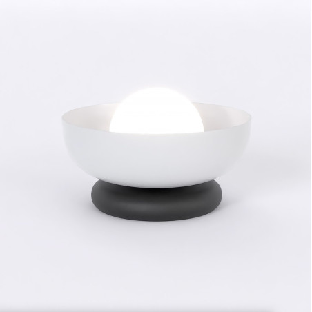Lampa stołowa Emibig Ozzy: Szklana kula, 20cm, szary i biały