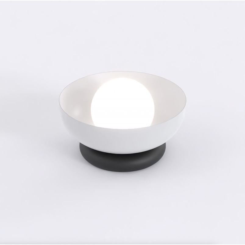 Lampa stołowa Emibig Ozzy: Szklana kula, 20cm, szary i biały
