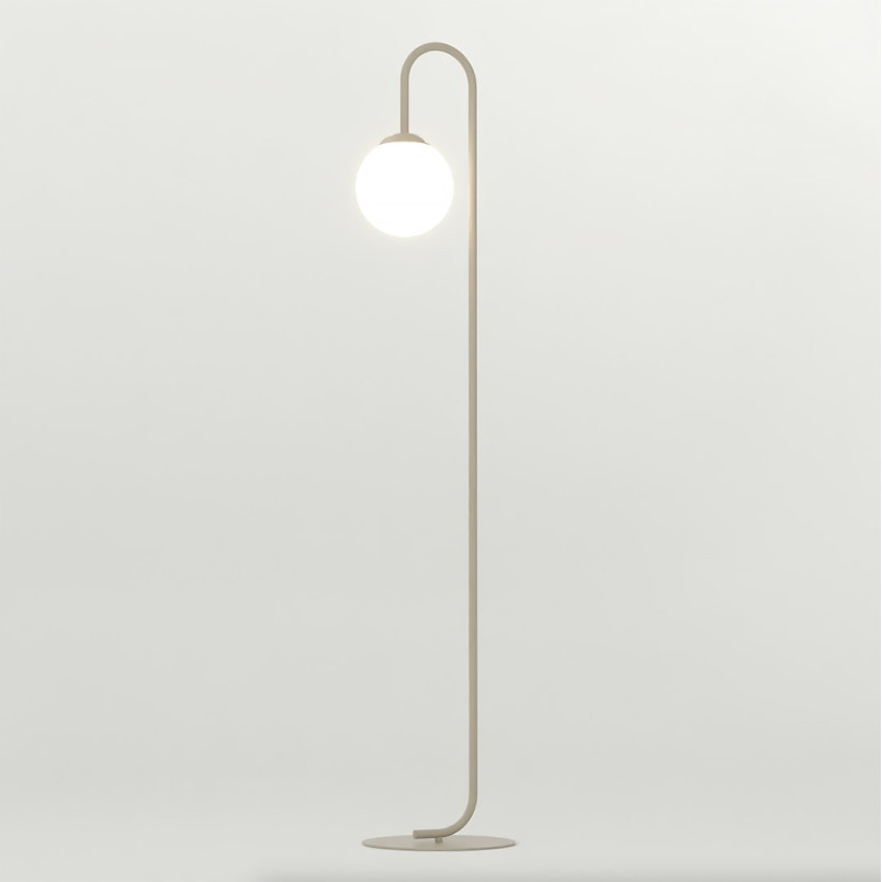 Lampa podłogowa Emibig Flor: Beżowa, szklana kula, 150cm