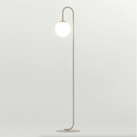 Lampa podłogowa Emibig Flor: Beżowa, szklana kula, 150cm
