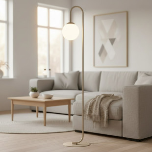 Lampa podłogowa Emibig Flor: Beżowa, szklana kula, 150cm