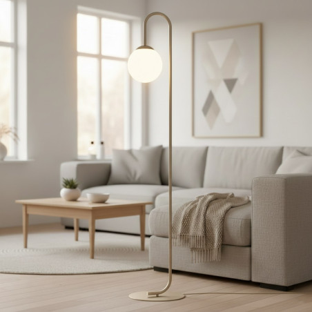 Lampa podłogowa Emibig Flor: Beżowa, szklana kula, 150cm