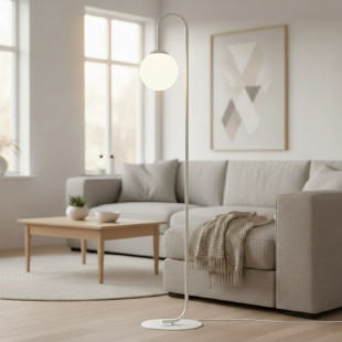 Lampa podłogowa Emibig Flor: Biała kula, 150cm | Sklep mebli