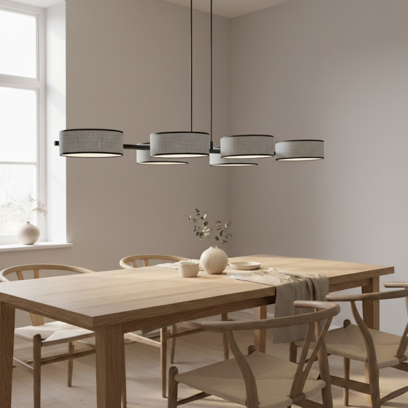 Lampa wisząca Drumz | 6 punktów, 100cm, szara | Emibig