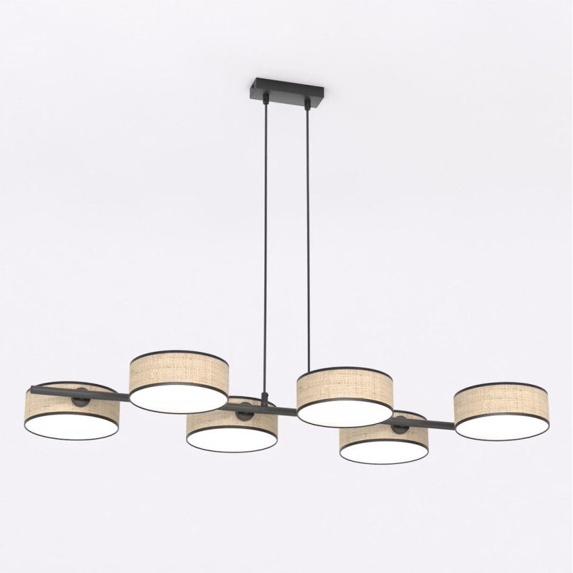 Lampa wisząca Drumz rattan | Emibig - 6 punktów, 100cm